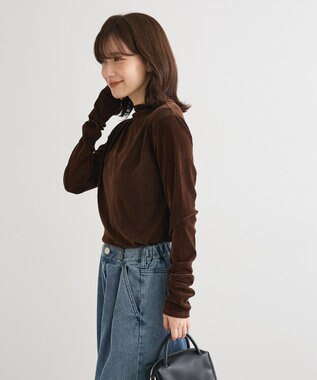 Green Parks ・ＡＮＤＳＥＡＲＣＨ　シアーベロアボトルネックロンＴＥ Brown