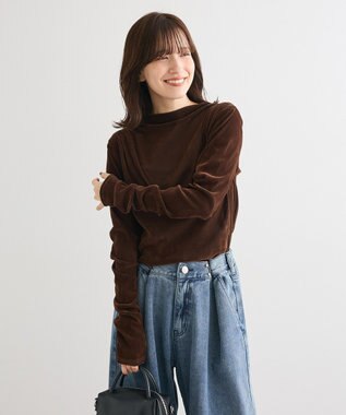 Green Parks ・ＡＮＤＳＥＡＲＣＨ　シアーベロアボトルネックロンＴＥ Brown