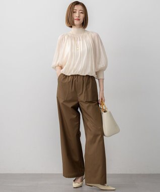 23区 L 【SLOW/一部店舗限定】ライトタンブラータフタ ワイド パンツ カーキ系