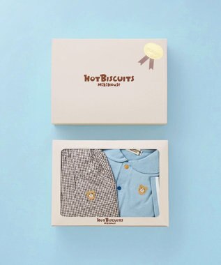 MIKI HOUSE HOT BISCUITS セーラーカラー半袖Tシャツ＆ハーフパンツギフトセット【BOX付き】 ストームブルー