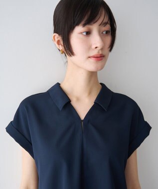 YECCA VECCA 2wayストライプリボンブラウス Navy