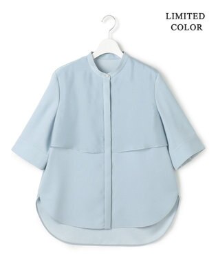 ICB L 【先行予約・WEB限定カラーあり】 FluidBackSatin バンドカラーシャツ サックスグレー［WEB限定］