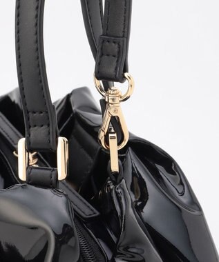 LA BAGAGERIE ソフトエナメル2WAYハンドバッグ Mサイズ ブラック