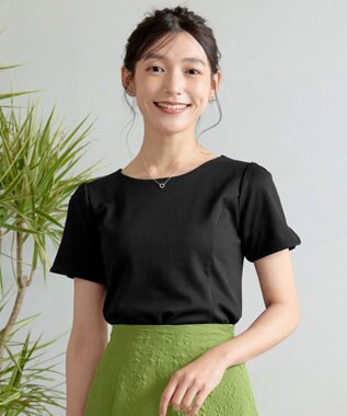 Tiaclasse 【UVカット・吸水速乾】 “きれい見え” パネルラインカットソートップス ブラック