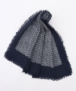 JOSEPH ABBOUD 【イタリア製】ジオメトリックパターン ストール ネイビー系5