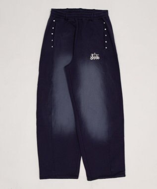 WEGO 【ウエストゴム】ロゴスウェットパンツ ネイビー