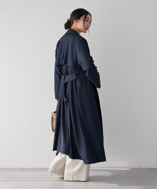 YECCA VECCA 【UVカット/花粉ガード】素材MIXトレンチコート Navy