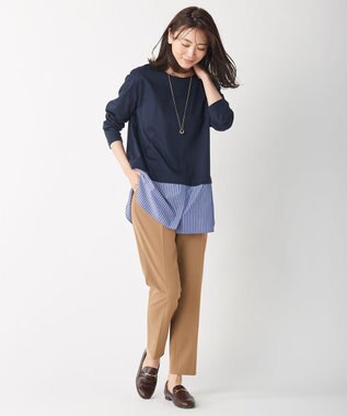 J.PRESS LADIES 【洗える】T/Rアルガンシルク クロップドパンツ キャメル系