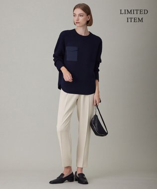 ICB 【WEB限定・洗える】ウールポリエステル クルーネックプルオーバー ネイビー系