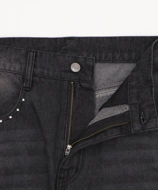 WEGO 【SMサイズ展開】ロゴデニムバギーパンツ デニムブラック