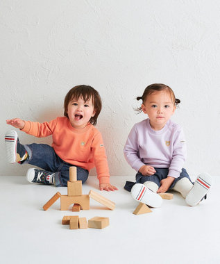 MIKI HOUSE HOT BISCUITS 【70-120cm】【Everyday Series】ワンポイント くすみカラー裏毛パイルトレーナー パープル