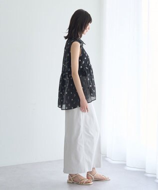 YECCA VECCA シアージャガードペプラムブラウス Black