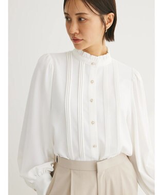 Green Parks ・ＥＬＥＮＣＡＲＥ　ＤＵＥ　ピンタックスタンドブラウス Off White