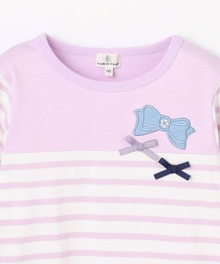 組曲 KIDS 【110-140㎝】 リボンボーダー Tシャツ ラベンダー