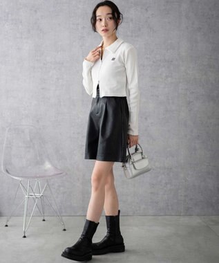 WEGO ワンポイント刺繍WZIP長袖トップス オフホワイト