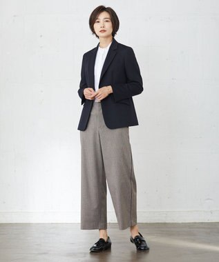 J.PRESS LADIES L 【洗える】Mixツイードチェック  セミワイド パンツ ブラウン系3