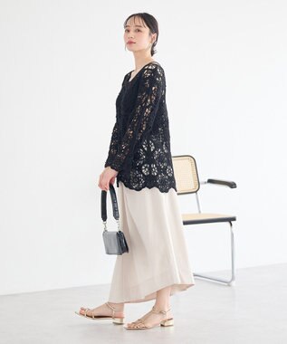 earth music&ecology クロシェ風プルオーバー Black