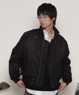 WEGO ナイロンスタンドブルゾン ブラック