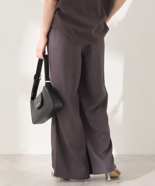 AMERICAN HOLIC 【接触冷感】リネンブレンドタックワイドパンツ Charcoal Gray