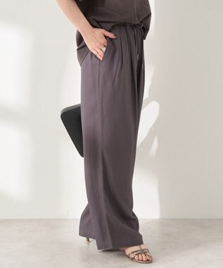 AMERICAN HOLIC 【接触冷感】リネンブレンドタックワイドパンツ Charcoal Gray