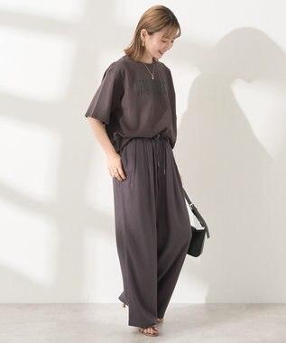 AMERICAN HOLIC 【接触冷感】リネンブレンドタックワイドパンツ Charcoal Gray