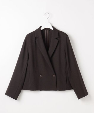 自由区 S 【セットアップ対応】リネンライクシンセティックショート ジャケット ダークブラウン