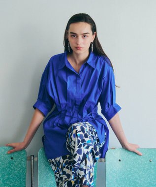 YECCA VECCA 【ORGABITS】タックロングシャツ Blue