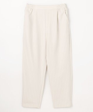 ANY L イージーケアライトストレッチテーパードパンツ エクリュストライプ