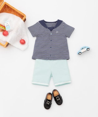 組曲 KIDS 【80-90cm】セーラーボーダー セットアップ ネイビー系1