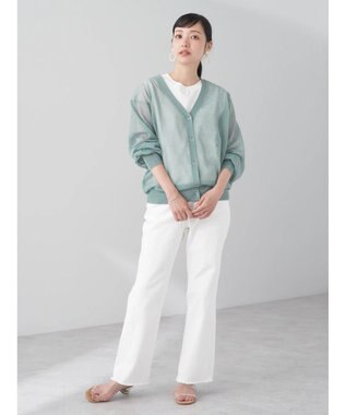 earth music&ecology ファンシーラメＶネックカーディガン Mint Green