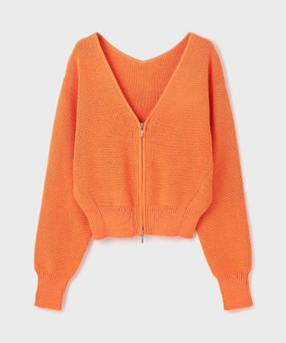 GRACE CONTINENTAL ハイゲージ畦ニットカーディガン オレンジ