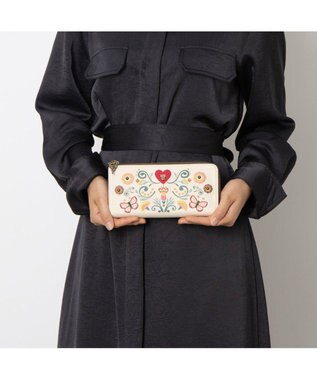 ANNA SUI ブルーム Lファスナー長財布 アイボリー
