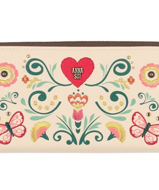 ANNA SUI ブルーム Lファスナー長財布 アイボリー