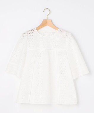 組曲 【先行予約】エンブロイダリーレース5分袖 ブラウス ホワイト系