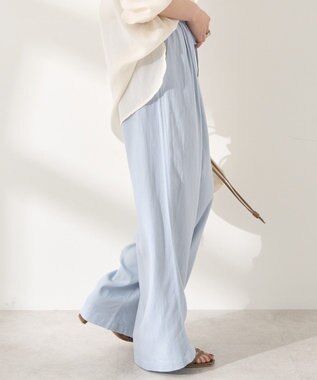 AMERICAN HOLIC 【接触冷感】リネンブレンドタックワイドパンツ Light Blue