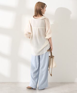 AMERICAN HOLIC 【接触冷感】リネンブレンドタックワイドパンツ Light Blue