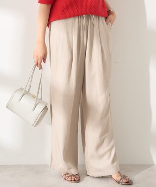 AMERICAN HOLIC 【接触冷感】リネンブレンドタックワイドパンツ Beige