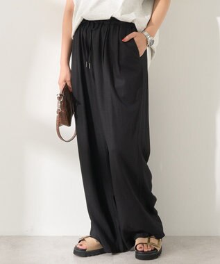 AMERICAN HOLIC 【接触冷感】リネンブレンドタックワイドパンツ Black