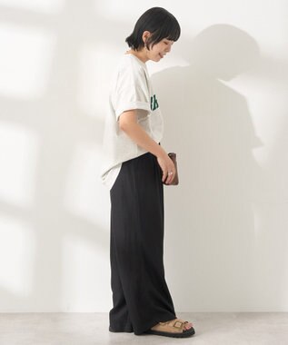 AMERICAN HOLIC 【接触冷感】リネンブレンドタックワイドパンツ Black