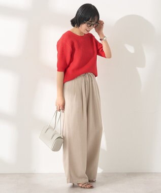 AMERICAN HOLIC 【接触冷感】リネンブレンドタックワイドパンツ Beige