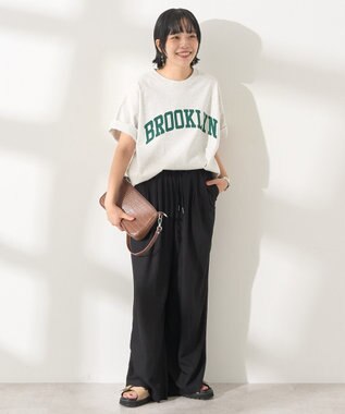 AMERICAN HOLIC 【接触冷感】リネンブレンドタックワイドパンツ Black