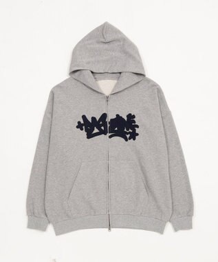 WEGO 【ユニセックス着用ITEM/SMLサイズ展開】グラフィックZIPパーカー 杢グレー