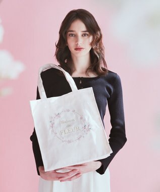 Maison de FLEUR sakura刺繍スクエアトートバッグ Pink