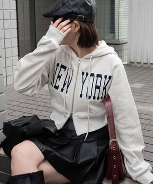 WEGO NEWYORK裏起毛ZIPパーカー ライトグレー