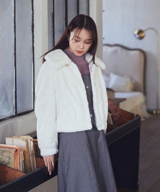 earth music&ecology ファーショートコート アイボリー