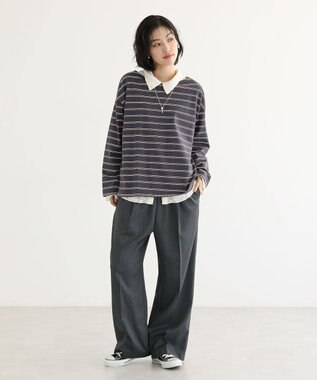 Green Parks ウエストレイヤードワイドパンツ Gray Mixture