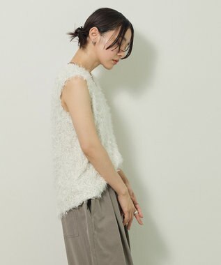 Green Parks フェザーヤーンニットベスト Ivory
