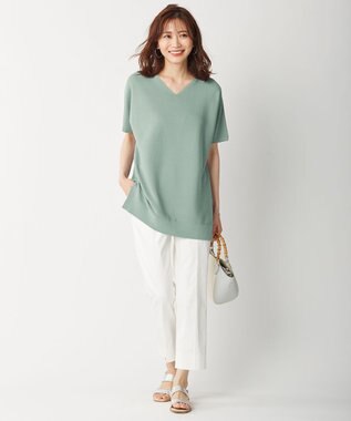 J.PRESS LADIES 【洗える】サテンストレッチ パンツ ホワイト系