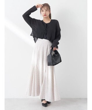 earth music&ecology ＳＥＴ２点クレープリボンブラウス＋インナー Black