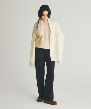 UNFILO L アルパカシャギー クルーネック プルオーバー ベージュ